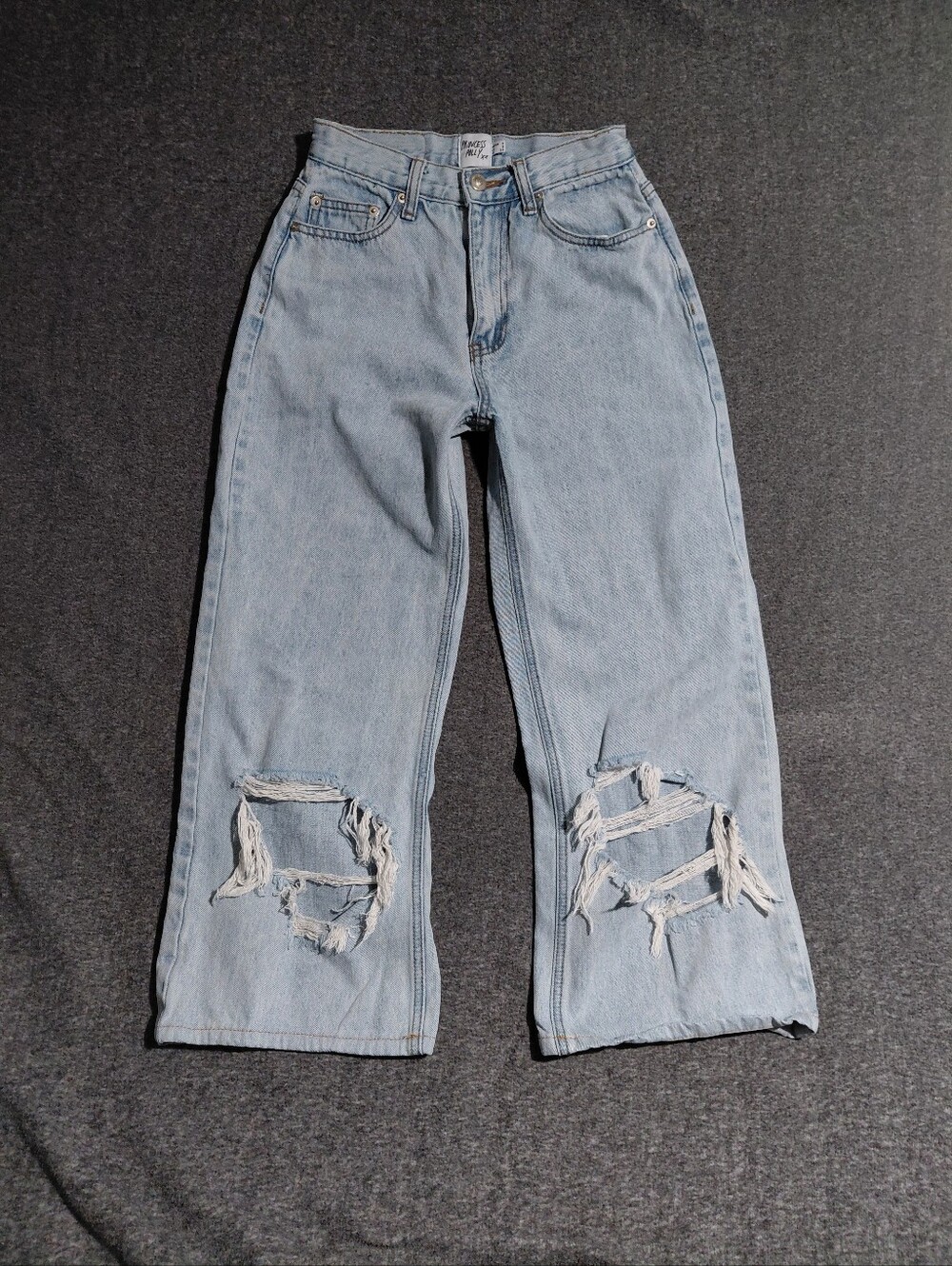 Light Wash High Rise Distressed Wide-Leg Jeans by Princess Poly Sz 0